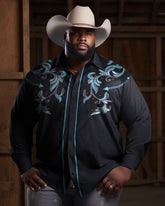 Men's Big and Tall Western Long Sleeve Shirt With Floral Design